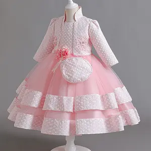 새로운 도착 최신 패션 원피스 디자인 아이 긴 크리스마스 파티 착용 소녀 원피스 볼 가운 어린이 드레스