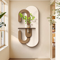 Peinture décorative créative en pierre de grès 3D style crème pour couloir, avec plantes vertes hydroponiques et éclairage LED