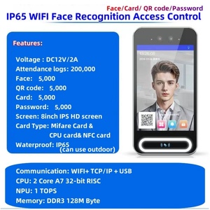 Tham dự thời gian kiểm soát truy cập ngoài trời 8 inch với nhận dạng khuôn mặt Android 11 phát hiện chuyển động ban đêm Logo tùy chỉnh - Product Image 2