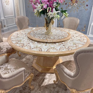 Juego de mesa de comedor redonda de 6 u 8 sillas de madera de estilo clásico italiano con <span class=keywords><strong>Susan</strong></span> perezosa - Product Image 2