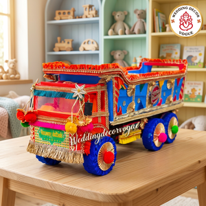 Camion jouet coloré, accessoire décoratif pour la décoration de mariage indien avec détails ornementaux pour la scène de mariage, le mandap et l'entrée - Product Image 5