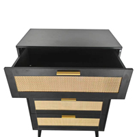 Commode en rotin à 4 tiroirs commode en rotin coffre à tiroirs meubles grands commodes de rangement armoire organisateur unité pour salon chambre noir