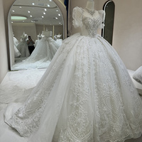 DW0067 robe de mariée princesse moderne avec broderie en dentelle Illusal manches bouffantes chérie cou robe de bal chapelle train nouveau design