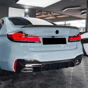 Amp-Z Rear Lip Spoiler For Bmw 5 Series G30 G31 M Sport 2018-2023 Matte Piano Black Carbon Fiber Texture - Product Image 2