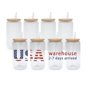 4pcs Glass Cups with Bamboo Lids and Glass Straws, 16oz Drinking Glasses  Can Shaped Glass Cups, Iced Coffee Glasses, Ideal for Whiskey, Gift, Wine,  Cocktail- 2 Cleaning Brushes