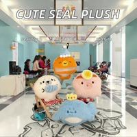 Porte-clés en peluche mignon de phoque de dessin animé, boule moelleuse, jouet animal marin en peluche douce, breloque de sac, pendentif pour sac à dos, cadeau