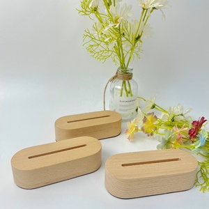 Base di luce a <span class=keywords><strong>LED</strong></span> ovale in legno <span class=keywords><strong>con</strong></span> custodia <span class=keywords><strong>batteria</strong></span>, a <span class=keywords><strong>batteria</strong></span> per batterie AAA, Slot per pannello in acrilico per lampada notturna - Product Image 4