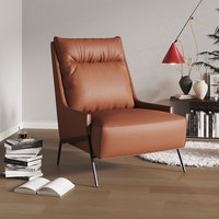 Fauteuil en cuir de vachette véritable, mousse hautement élastique, luxe italien moderne, pieds en métal robustes, mobilier pour hôtel, salon, maison