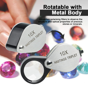 Loupe de bijoutier 10X Hasting, format poche, portable, triple lentille, corps en acier inoxydable, design pliable - Product Image 4