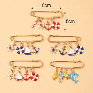 Spilla Decorativa in Metallo con Smalto a Goccia, a Forma di Spilla di Sicurezza Nautica e Ciondoli a Tema <span class=keywords><strong>Marino</strong></span> (Vela), per Abbigliamento Femminile Anti-Esposizione, Vendita all'Ingrosso - Product Image 6