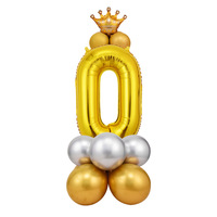 Piliers de ballons numériques métalliques épais 0-9, ballons couronne en aluminium pour bébé, pleine lune, 1er anniversaire, fête de la fête des mères, chemin de table