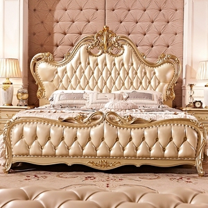 Lit <span class=keywords><strong>King</strong></span> en bois massif de Style européen, sculpté, chambre à coucher, lit Double de luxe, lit de princesse pour meubles d'hôtel et de maison - Product Image 4