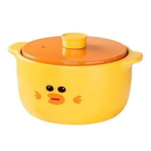 Olla de Cerámica con Forma de Patito Amarillo, 2.1-5L, con Tapa, Duradera, Redonda, para Sopa, Guiso, Uso Doméstico - Product Image 1