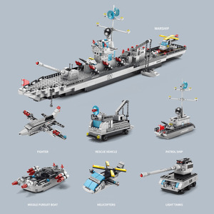 Set Blok Bangunan Plastik ABS PC STEM Kreatif DIY Bertema Petualangan Hewan dan Lanskap Kapal Perang Pesawat Terbang Mainan Kapal Kit - Product Image 6