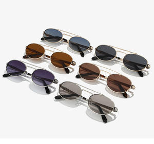 定制标志复古小椭圆形男士太阳镜棕色精神金框经典飞行员眼镜UV400时尚女士 - Product Image 3