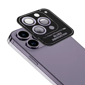 Blueo PVD paslanmaz çelik orijinal tasarım lensi temperli cam ekran koruyucu için iPhone 14 Pro Max kamera Lens koruyucu