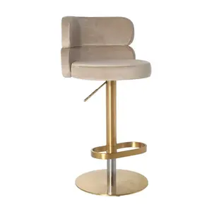 Stainless Steel High Counter Chair Velvet Upholster Bar Bal Stool for Home Hotel Wedding