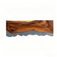 Table de salle à manger en noyer massif avec bord naturel et résine époxy, design moderne et personnalisé, pour usage domestique et commercial