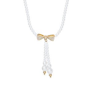 French-Style Vintage Baroque <b>Pearl</b> Beaded Bow Tie Womens Design High-End Electroplated Copper <b>Choker</b> Necklace High-End <b>Pearl</b> Exq - Product Image 2