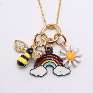Romantique arc-en-ciel abeille fleur <span class=keywords><strong>sucette</strong></span> pendentif <span class=keywords><strong>collier</strong></span> pour enfants filles mignon forme animale pour cadeau d'anniversaire de mariage - Product Image 3