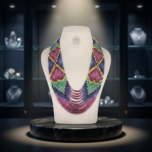 Collar de joyería con cuentas de zafiro multicolor natural de diseño exclusivo - Product Image 1