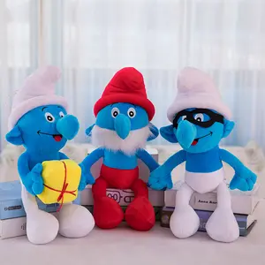 Mainan mewah kucing smurdes 25CM boneka lembut kartun hadiah Natal anak-anak boneka Sofa rumah lucu kucing Elf biru