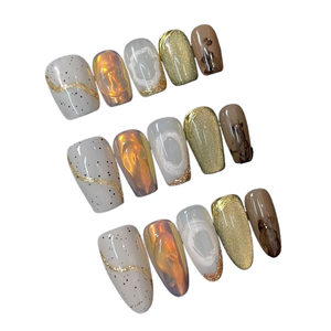 <span class=keywords><strong>Uñas</strong></span> Acrílicas Laisense Estilo Ins, <span class=keywords><strong>Diferentes</strong></span> Formas, Hechas a Mano, <span class=keywords><strong>de</strong></span> Lujo, Calidad <span class=keywords><strong>de</strong></span> Salón, con Patrones <span class=keywords><strong>de</strong></span> Corazones, 10 Piezas - Product Image 1