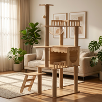 Arbre à chat en laine de verre, grand, multi-niveaux, réglable, durable, avec griffoirs, capsule spatiale, condo pour chat, échelle, pour intérieur