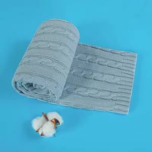 Manta <span class=keywords><strong>de</strong></span> punto <span class=keywords><strong>para</strong></span> bebés NB, 100% algodón orgánico, manta unisex acanalada <span class=keywords><strong>de</strong></span> lujo, suave, <span class=keywords><strong>para</strong></span> cuna, cubierta <span class=keywords><strong>de</strong></span> punto trenzado. - Product Image 4