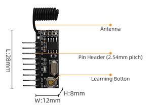 Micro-interrupteur <span class=keywords><strong>sans</strong></span> <span class=keywords><strong>fil</strong></span> 433 MHz à 2 boutons pour portes de garage et volets roulants domestiques, avec alimentation DC 3,3-5,5 V et portée de 150 m - Product Image 2