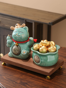 Chat porte-bonheur, artisanat en résine époxy, tirelire, ornement, sculpture, design cornucopia, souvenir d'entreprise artistique, décoration de la maison - Product Image 2