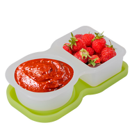 Conteneur de stockage d'aliments pour bébé en silicone de qualité alimentaire à 2 compartiments de 4,25 oz, sans BPA, étanche, boîte à collation pour enfants, compatible micro-ondes et congélateur