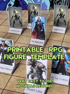 Modèles de miniatures de personnages 2D imprimables pour D&D RPG, personnalisables (OEM/ODM), format standard <span class=keywords><strong>4</strong></span>,2 x 2,5 cm, en PDF téléchargeable - Product Image 1