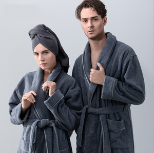 Commercio all'ingrosso Hotel cotton robes coppie spa sleep set uomo e donna luxury custom logo 100% cotone accappatoio - Product Image 4