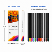 FLOWood – crayons de couleur solubles dans l'eau, 12 couleurs, ensemble de crayons d'art professionnels pour l'esquisse, le mélange et la peinture
