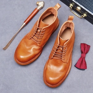 Botas de Cuero para Hombre, Estilo Británico, con Costuras Goodyear, Suela de Cuero, Marca Martin Shoes - Product Image 2