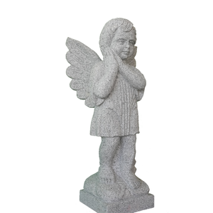 รูปปั้นเทวดาน้อยอธิษฐาน รุ่นดั้งเดิม สำหรับอนุสรณ์สถาน ทำจากหินแกรนิตสีเทา (G614) สูง 24 นิ้ว สำหรับใช้งานกลางแจ้ง - Product Image 2