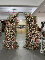 Décoration d'intérieur : Arche de mariage en forme de corne avec fleurs artificielles (roses, pivoines, hortensias) violettes