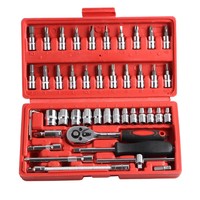 46 pièces jeu de clés à cliquet Kit manchon pour voiture moto vélo outils de réparation combinaison clé à douille tournevis