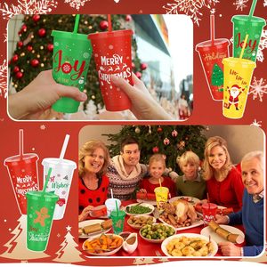 แก้วน้ำดื่ม24ออนซ์พร้อมหลอดและฝาปิดแก้วน้ำพลาสติกใช้ซ้ำได้ของขวัญคริสต์มาส - Product Image 5