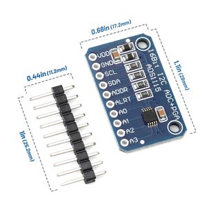 Module de développement de détection de tension I2C avec <span class=keywords><strong>convertisseur</strong></span> <span class=keywords><strong>analogique</strong></span>-<span class=keywords><strong>numérique</strong></span> (ADC) haute précision ADS1115 16 bits et ADS1015 12 bits - Product Image 2