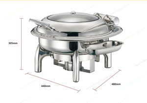 Olla Eléctrica Rectangular de Acero Inoxidable de 9L para Calentar Alimentos, con Tapa de Vidrio, Dorada, de Lujo, para Buffet, para Hotel - Product Image 2