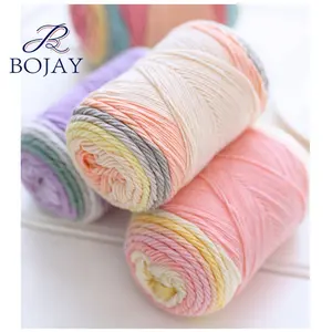 Super Soft Rainbow Color Cake Yarn, 45% Cotton and 55% Acrylic Blended Multicolor Crochet cake yarn ball