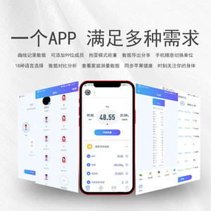 เครื่องชั่งน้ำหนักไขมันในร่างกายแบบสมาร์ทบลูทูธทรงสี่เหลี่ยมผืนผ้าสีขาว 30x26 ซม. สำหรับผู้ใหญ่ ความแม่นยำสูง ใช้พลังงานจากแบตเตอรี่ - Product Image 2