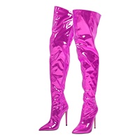 Bottes hautes en PU métallisé drag queen stilettos bottes grossiste usine bottes longues pour femmes