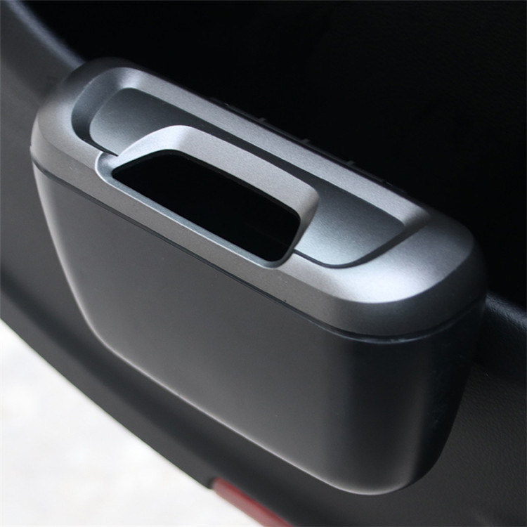Puerta de plástico lado asiento Mini coche cubo de basura con gancho para coche automotriz