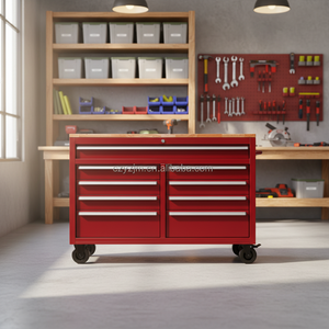 Vente en gros OEM, coffre à outils en acier inoxydable robuste de 52 pouces à 9 tiroirs sur roues, établi de rangement pour outils, capacité de 800 kg - Product Image 5