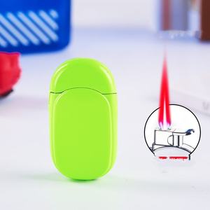 Đèn khò <span class=keywords><strong>mini</strong></span> chống gió hình kẹo sáng tạo, ngọn lửa xanh đỏ, logo tùy chỉnh, kim loại, có thể nạp gas - Product Image 5