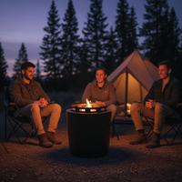 XINYI T01 Brasero d'extérieur à combustion secondaire, grand modèle 19,2 pouces, en fer thermolaqué noir, sans fumée, pour camping, à bois
