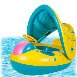 Kids Inflatable Swimming Ring Water Fun Pool Toys Swan Baby Swim Float Swimming Ring Pool Float With Canopy